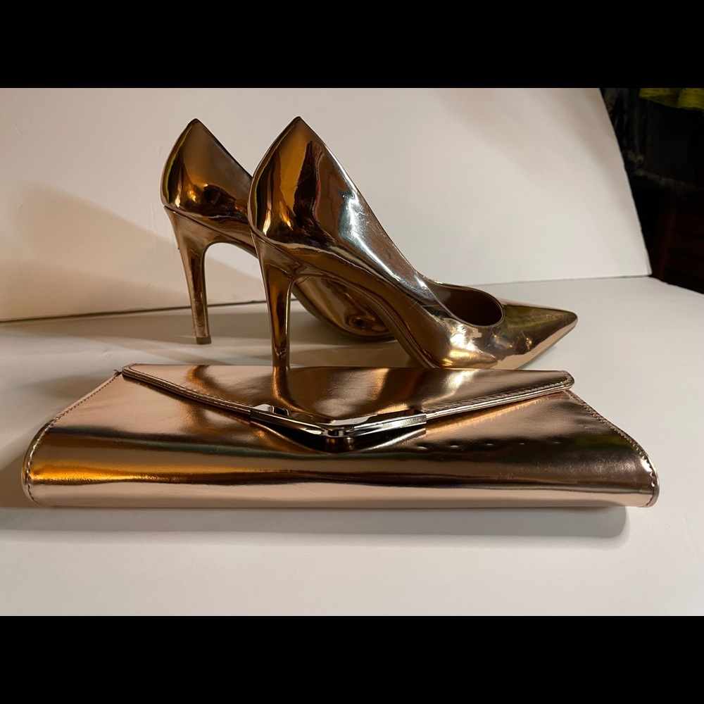 Rose Gold Heels & Clutch Set